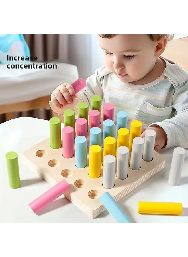 Wooden Montessori Math Teaching Aids Color Coded Cylindrical Sticks For Toddlers Sensory Play - Image 1